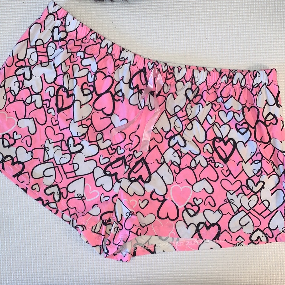 Xl Buttery Soft Pink Hearts Print Sleep Short